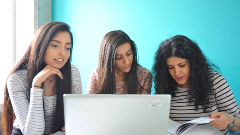 Three students studying